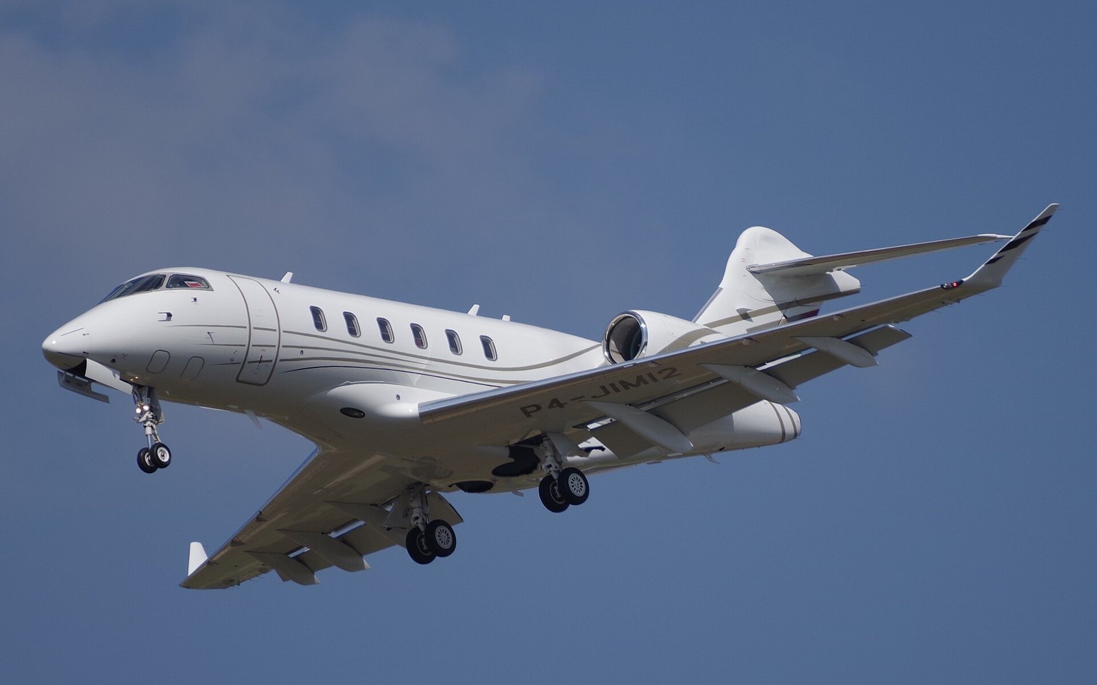 A Bombardier Challenger 3500 landing at Berlin Schoenefeld in April 2026