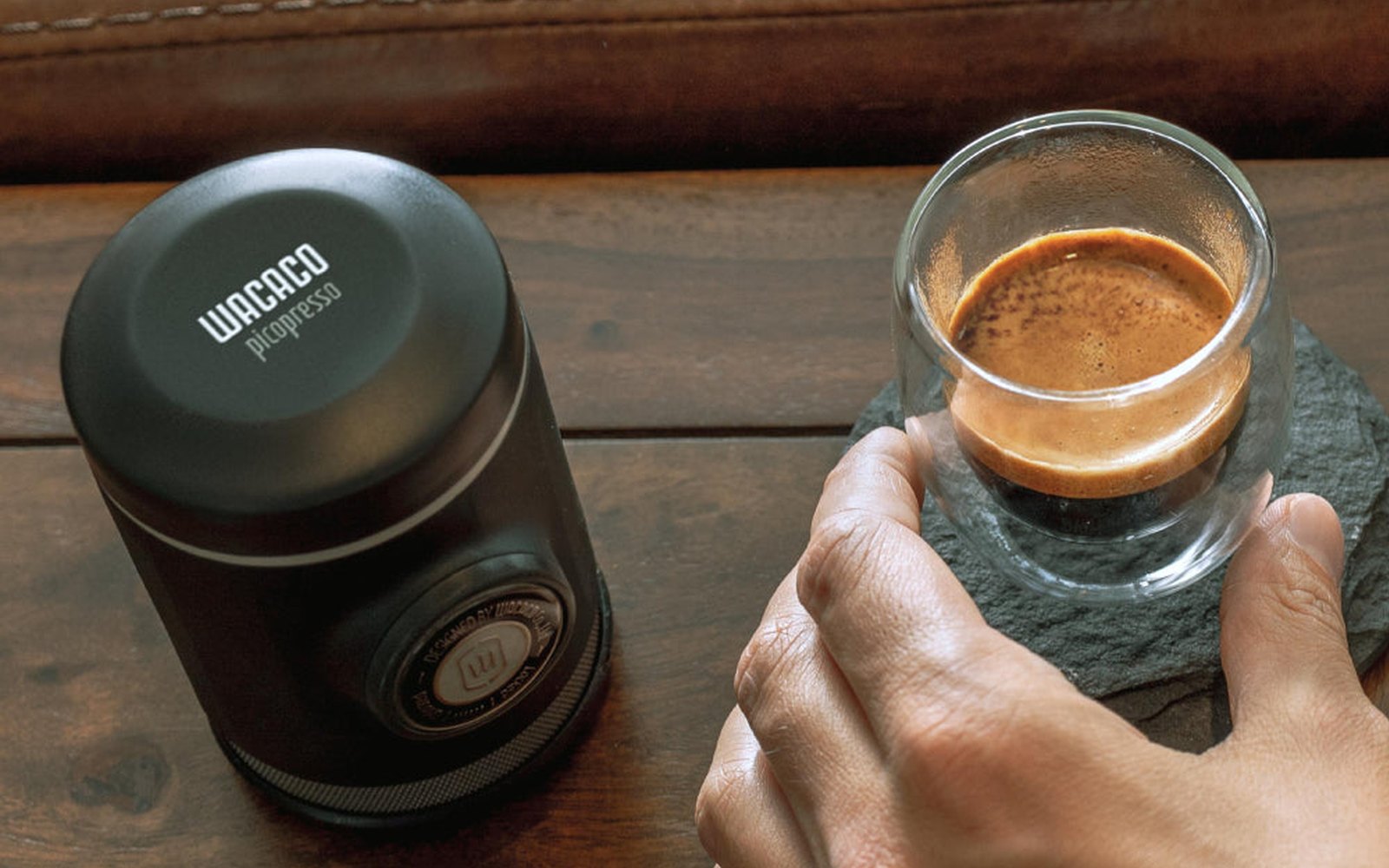 The Wacaco Picopresso portable espresso machine, maker product photograph