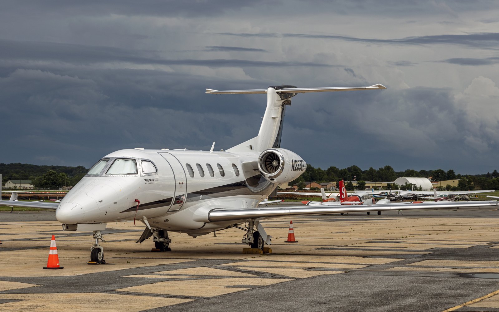 An Embraer Phenom 300 light jet; Embraer led the major business jet manufacturers in first-half 2026 deliveries, per GAMA