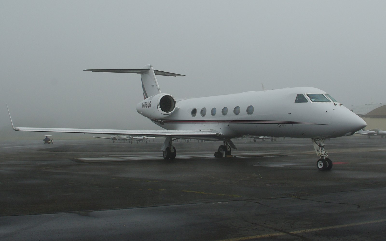 A Gulfstream G450 business jet on the tarmac
