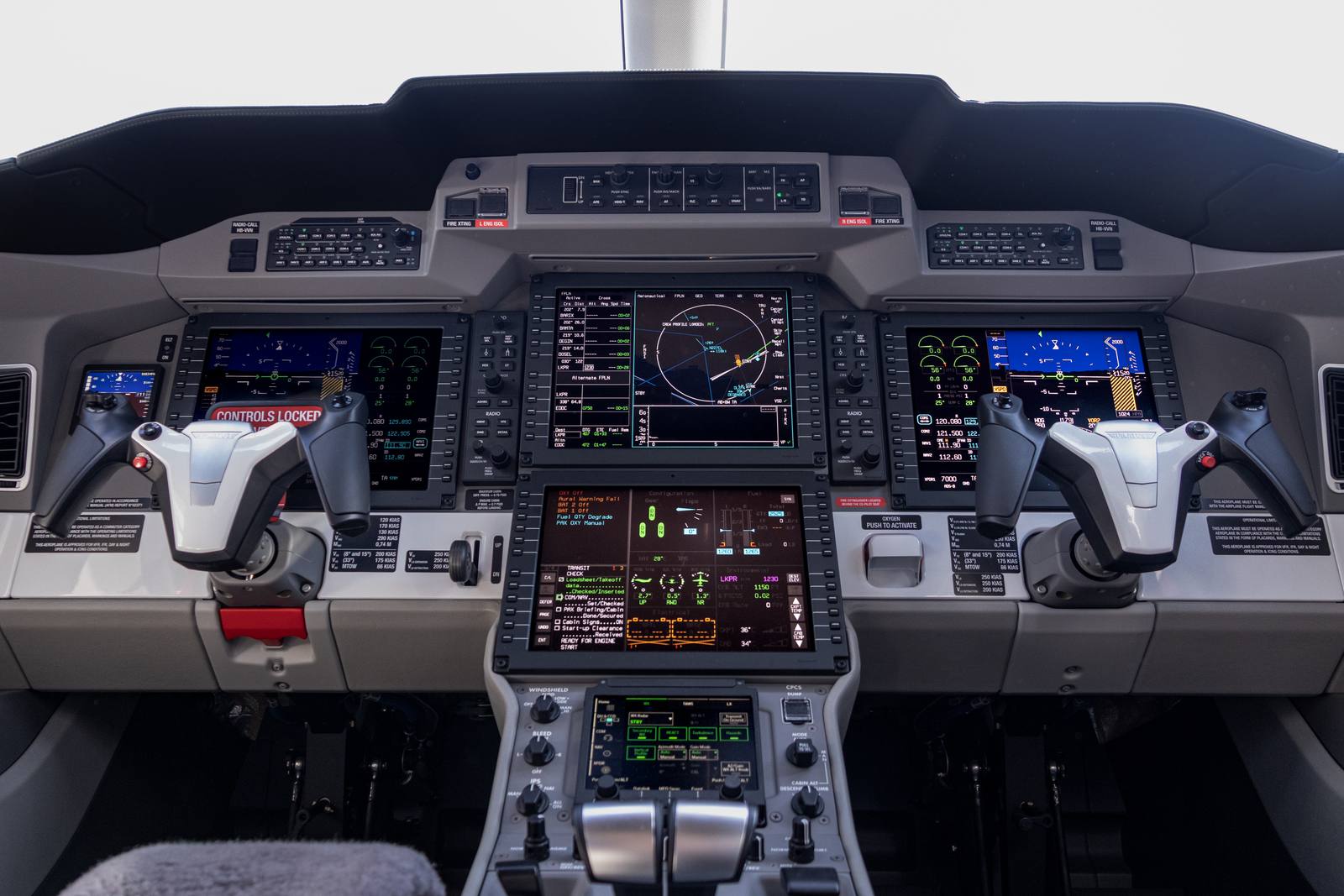 The cockpit of a Pilatus PC-24 on display at AERO Friedrichshafen 2025
