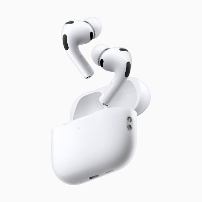 Apple AirPods Pro 3 earbuds with their charging case