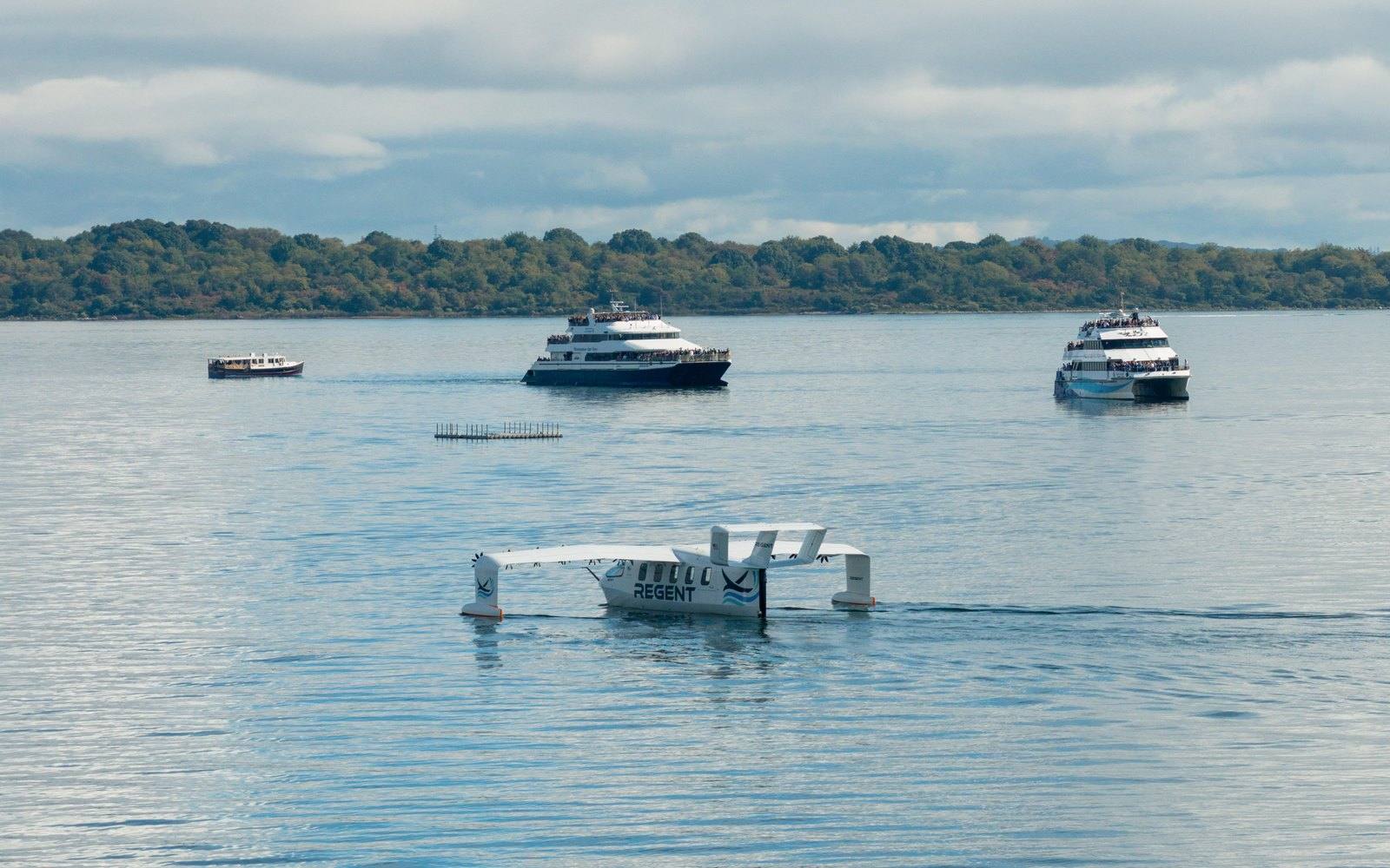 Spectator ferries watching the REGENT Viceroy prototype on Narragansett Bay