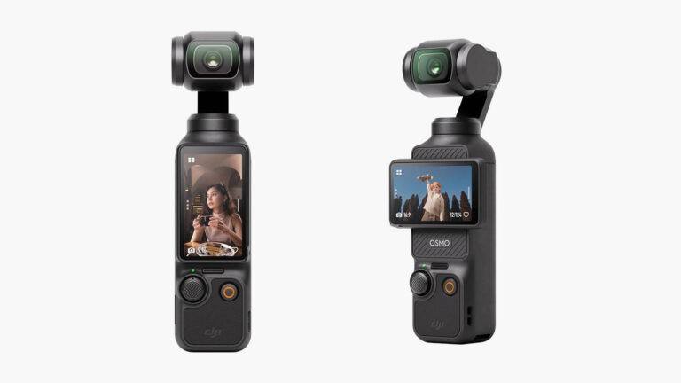 DJI Osmo Pocket 3 gimbal camera in front and side views