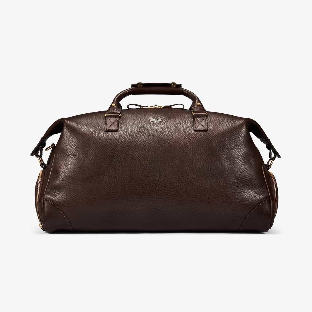 Bennett Winch Leather Weekender in brown full-grain leather