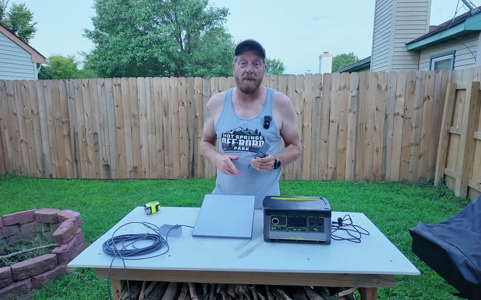 Starlink Mini dish in an outdoor test setup